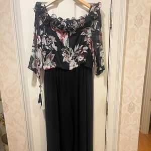 Adrianna Pappel Chiffon Floral and Black Jumpsuit, size 10. New with tags.
